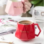 400ml Creative Diamond shape Ceramics Mugs Personalized Geometric Coffee cup Couple mug Milk Water Cup For Office Business Home 1