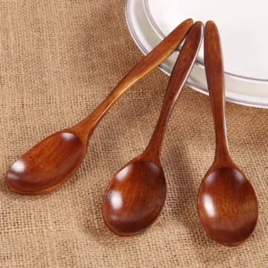 18cm Natural Wood Japanese-style Environmental Tableware Cooking Honey Coffee Spoon Mixing Spoon Wooden Spoon for Eat Soup Spoon 1