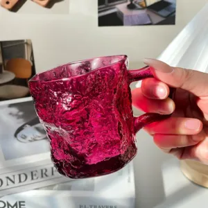 200ML Rose with Glacier Glass High Appearance Level Household Drink Water Cup Kitchen Coffee Cold Drink Cup Mugs Milk 2