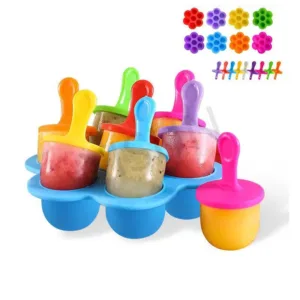 7-cavity colorful non stick mini garden fresh fruitsicle frozen pop tray silicone popsicle molds for kids Ice Pop Molds 2