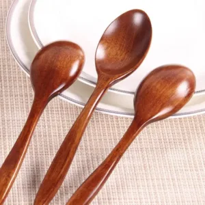 18cm Natural Wood Japanese-style Environmental Tableware Cooking Honey Coffee Spoon Mixing Spoon Wooden Spoon for Eat Soup Spoon 2