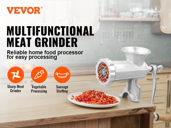 VEVOR Manual Mini Meat Mincer Food Processor Grinder Portable Chopper Blender Sausage Stuffer Stainless Steel for Beef Fish Home