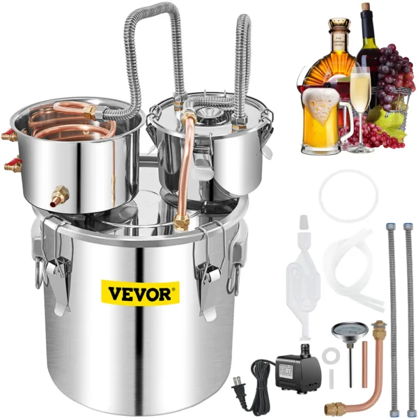 VEVOR 50L Alcohol Brewing Distiller DIY Moonshine Apparatu Stainless Steel Still Whisky Beer Brandy Copper Tube Home Brewing Kit 1