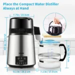 VEVOR 4L Water Distiller Purifier Filter Dispenser Drinking Bottle Softener Dual Temp Display Overheat Protection Home Appliance 7