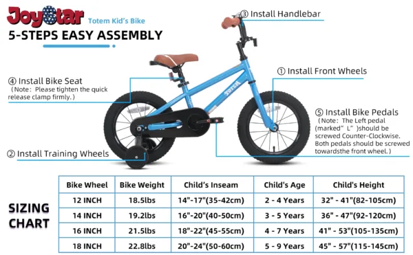 US warehouse JOYSTAR Kids Bike for Boys Girls Ages 2-9 Years Old, 12 14 16 18 Inch BMX Style Kid's Bicycles with Training Wheels 5