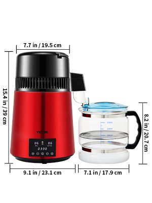 VEVOR 4L Water Distiller Purifier Filter Dispenser Drinking Bottle Softener Dual Temp Display Overheat Protection Home Appliance