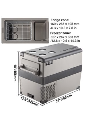 VEVOR 22L 35L 45L 55L Car Refrigerator Mini Fridge Freezer Portable Compressor Cooler 12/24V DC 110-240V Ice Box for Camping