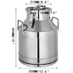 VEVOR 304 Stainless Steel Milk Can 20/50L Milk Bucket Wine Pail Bucket Tote Jug with Sealed Lid for Milk and Wine Liquid Storage 6