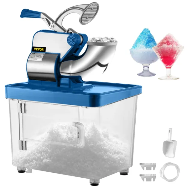 VEVOR Commercial Ice Crusher 300W Electric Snow Cone Machine with Dual Blades Stainless Steel Shaved Ice Machine for Family Bars 1