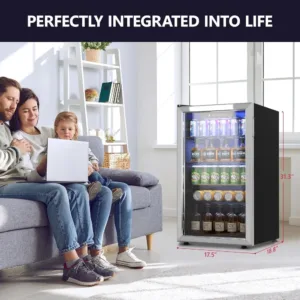 Beverage Refrigerator Cooler - 126 Can Mini Fridge with Glass Door for Soda Beer or Wine, with Adjustable Removable Shelves 5