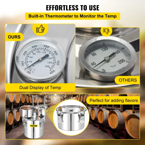 VEVOR 50L Alcohol Brewing Distiller DIY Moonshine Apparatu Stainless Steel Still Whisky Beer Brandy Copper Tube Home Brewing Kit 5