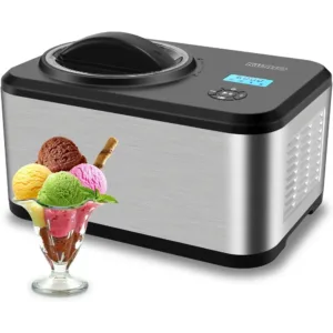 1.6-Quart Ice Cream Maker with Compressor, No Pre-Freezing, 4 Modes Machine with LCD Display, Timer, Automatic Yogurt Machine 1