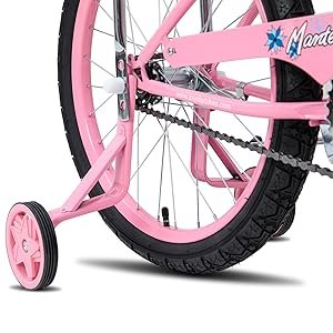 US warehouse 20 Inch Bike with Training Wheels, Banana Seat for Girls Ages 6-15 Years, Front Handbrake, Coaster Brakes