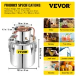 VEVOR 50L Alcohol Brewing Distiller DIY Moonshine Apparatu Stainless Steel Still Whisky Beer Brandy Copper Tube Home Brewing Kit 8