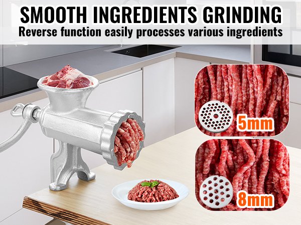 VEVOR Manual Mini Meat Mincer Food Processor Grinder Portable Chopper Blender Sausage Stuffer Stainless Steel for Beef Fish Home