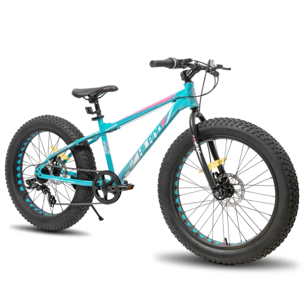 Hiland 20 Inch Kids' Bicycles Fat Tire Mountain Bike for  Age 5 + Years, Shimano 7-Speed, Dual-Disc Brake,Kids BeachBicycle 1