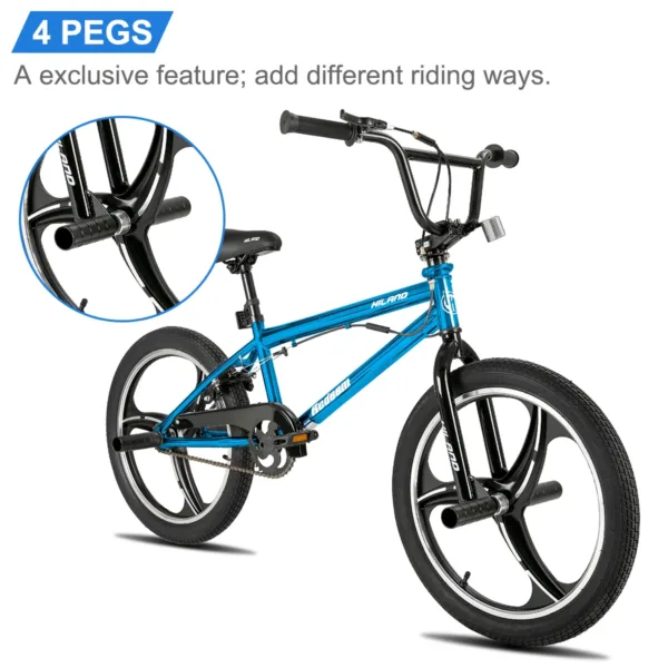 Hiland 20 Inch Kids BMX Bike for Boys Girls Ages 5-12, 360 Degree Rotor Freestyle, 4 Pegs Single Speed Kid’s BMX Bicycle 5