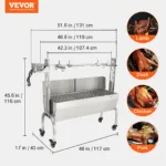 VEVOR Stainless Steel Rotisserie Grill BBQ Whole Pig Charcoal Spit Grill, Electric BBQ Hog Rotisserie, Lamb Rotisserie System 8