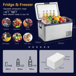 12 Volt Car Refrigerator, 27 Quart (25L) Car Fridge Portable Freezer (-4℉-68℉), 12/24V DC & 100V-240V AC, WIFI APP Control 2