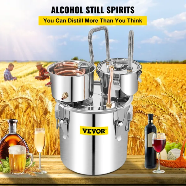 VEVOR 50L Alcohol Brewing Distiller DIY Moonshine Apparatu Stainless Steel Still Whisky Beer Brandy Copper Tube Home Brewing Kit 2