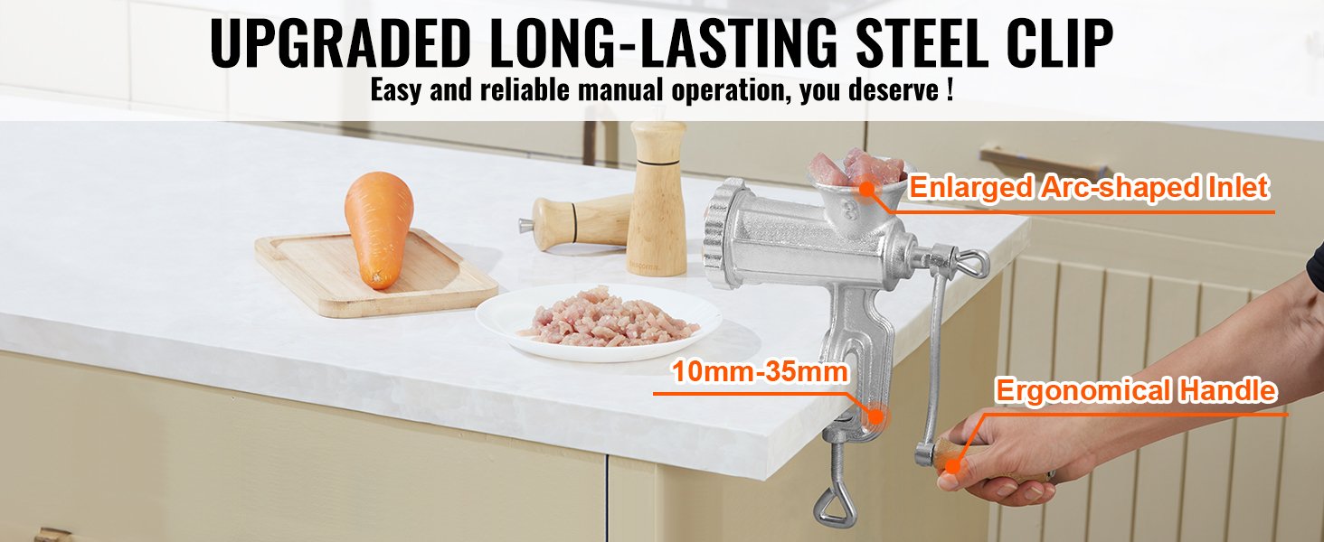 VEVOR Manual Mini Meat Mincer Food Processor Grinder Portable Chopper Blender Sausage Stuffer Stainless Steel for Beef Fish Home