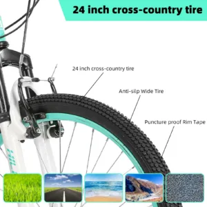 Hiland  24 Inch Mountain Bike for Kids Age 7,Front Suspension Fork Kids' Bicycles for Boys Girls Multiple Colors 3