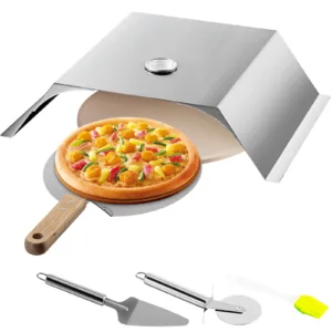 VEVOR Stainless Steel Grill Pizza Oven Kit, Pizza Maker Kit for Most 22" Charcoal Grilll, Including Pizza Chamber, Pizza Stone 1