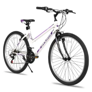 HILAND Bamcbase Womens Mountain Bike, 24 26 Inch 21 Speeds Hybrid Commuter Bicycle for Adults, Sport Hardtail Trail MTB 1