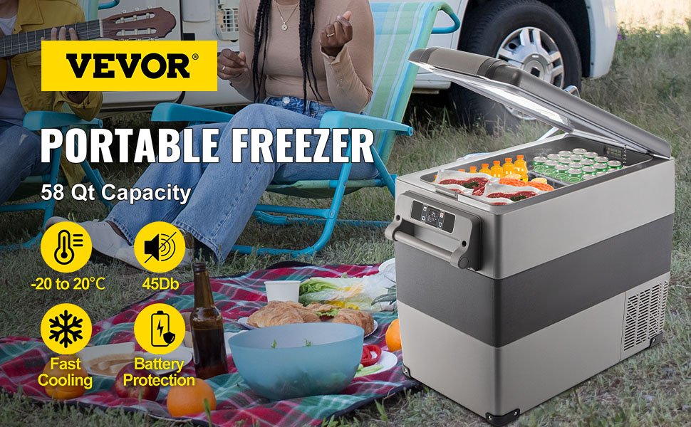 VEVOR 22L 35L 45L 55L Car Refrigerator Mini Fridge Freezer Portable Compressor Cooler 12/24V DC 110-240V Ice Box for Camping