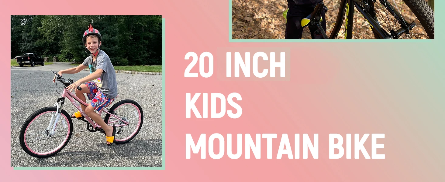 Hiland 20 Inch Kids Mountain Bike for Boys, Girls, Single Speed Kids Bicycles with Dual Handbrakes and Kickstand ﻿