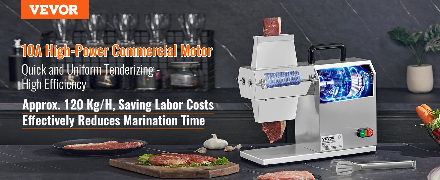 VEVOR Commercial Meat Tenderizer, Heavy Duty Stainless Steel Kitchen Tool,450W Electric Meat Tenderizer Machine for Beef,Chicken