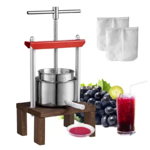 VEVOR Fruit Wine Press 2L, 2 Stainless Steel Barrels, Manual Juice Maker with T-Handle & Stable Base Perfect for Kitchen, Home 1