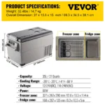 VEVOR 22L 35L 45L 55L Car Refrigerator Mini Fridge Freezer Portable Compressor Cooler 12/24V DC 110-240V Ice Box for Camping 8