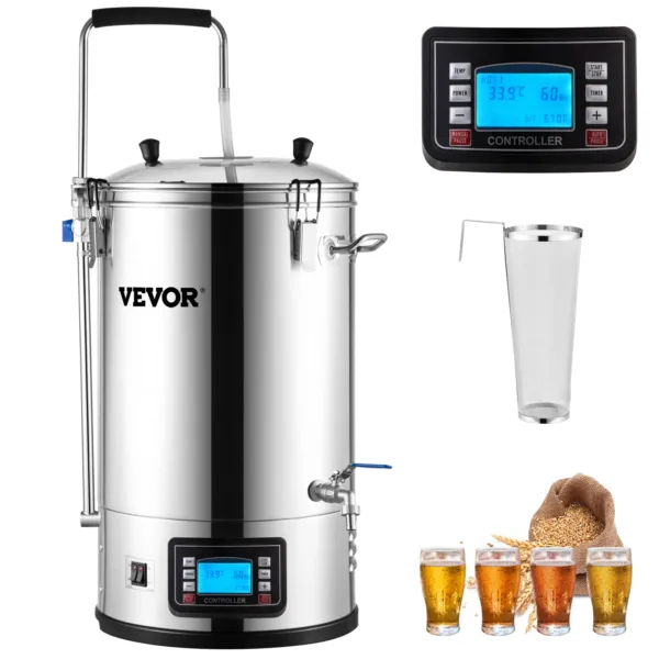 VEVOR 35L 110/220V 304 Stainless Steel All-in-One Home Beer Brewer Electric Brewing System with Pump Brewing Beer Equipment Kit 1