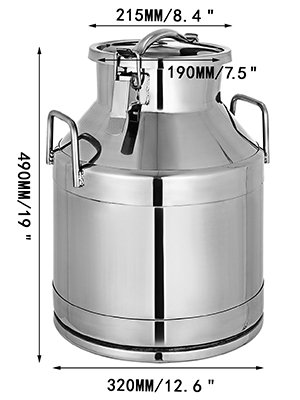 VEVOR 304 Stainless Steel Milk Can 20/50L Milk Bucket Wine Pail Bucket Tote Jug with Sealed Lid for Milk and Wine Liquid Storage