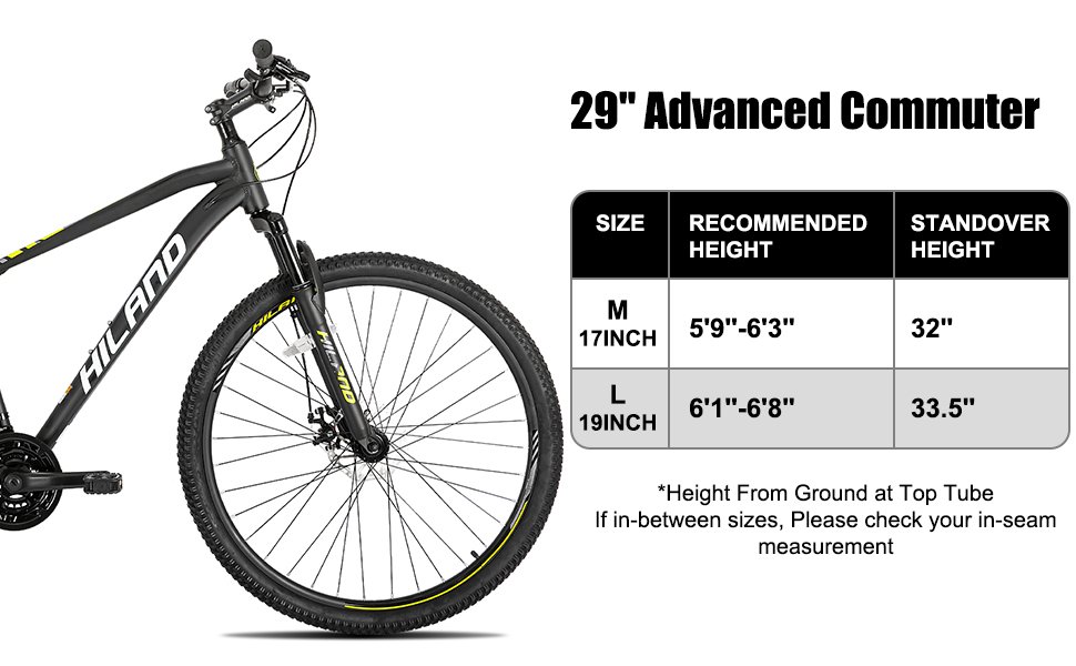 Hiland 29 Inch Mens Mountain Bike,17/19 Aluminum Frame,Shimano 21 Speeds,Dual Disc Brakes,Suspension Fork Bicycle for Men Adult