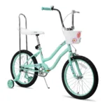 US warehouse 20 Inch Bike with Training Wheels, Banana Seat for Girls Ages 6-15 Years, Front Handbrake, Coaster Brakes 7