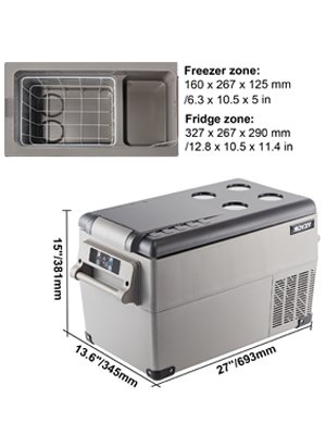 VEVOR 22L 35L 45L 55L Car Refrigerator Mini Fridge Freezer Portable Compressor Cooler 12/24V DC 110-240V Ice Box for Camping