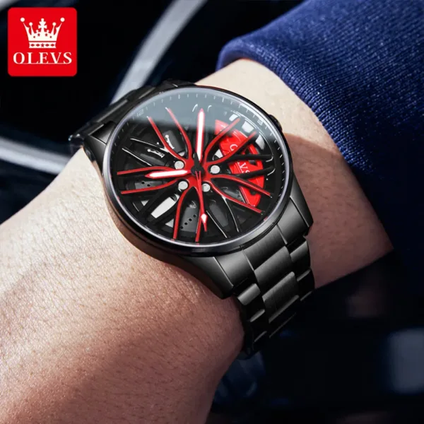 OLEVS Wheel Men's Luxury Watch Waterproof Rotary Sport Car Rim Man Watch High Quality Fashion Best Selling Quartz Men's Watches 3