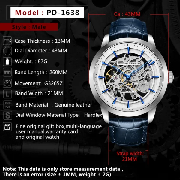 2023 PAGANI DESIGN New Men's Luxury Automatic Mechanical Watch Stainless Steel Waterproof Sports Leather Watch Relogio Masculino 5