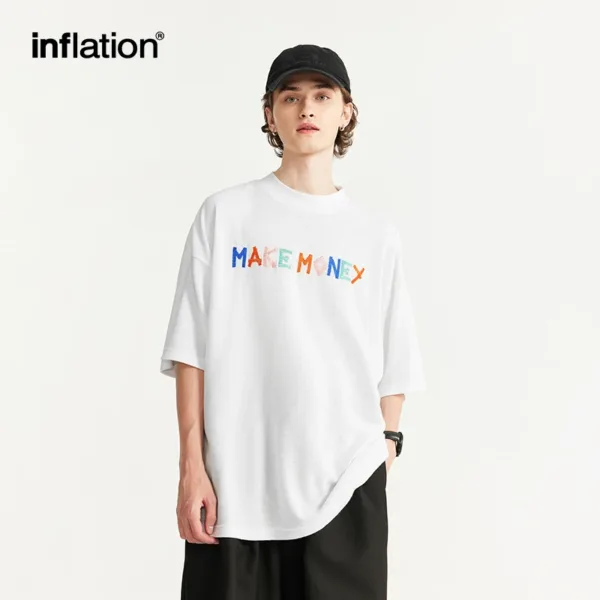 INFLATION Towel Patch Embroidery Tshirts 2024 Summer Trendy Towelling Fabric Round Neck Letter Cotton Tees 4