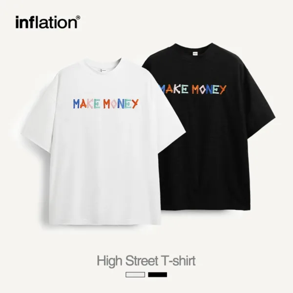 INFLATION Towel Patch Embroidery Tshirts 2024 Summer Trendy Towelling Fabric Round Neck Letter Cotton Tees 6