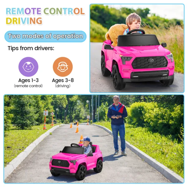 12V Battery Powered Kids Electric Vehicles, Licensed Toyota Kid Cars, Ride on Toys with Remote Control,LED Lights Music,3 Speeds 5