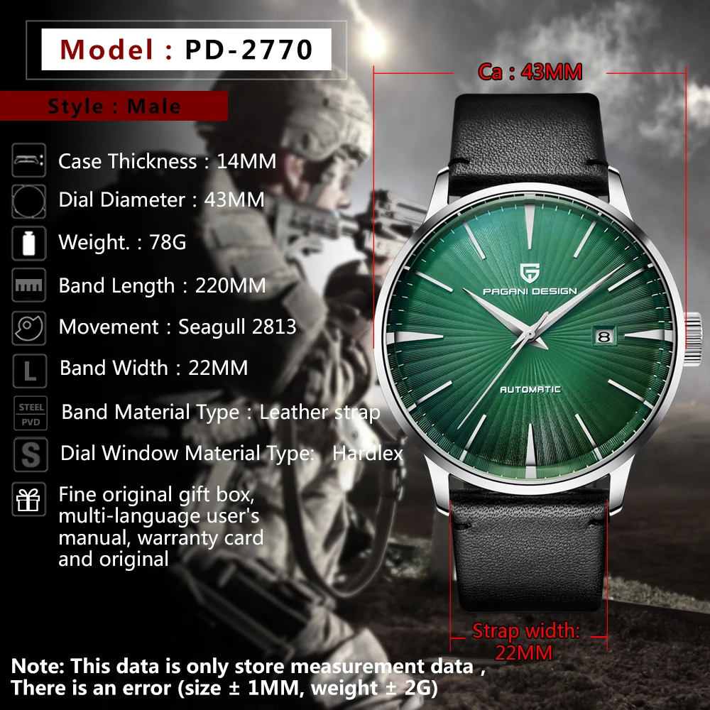 PAGANI Design 2022 Men Automatic Mechanical Watches Sapphire Stainless Steel Waterproof Seagull 2813 Watch Clock Montre Homme