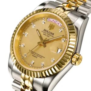 DD41mm HOLUNS Luxury Men Watches Japan MIYOTA Quartz Movt Stainless Steel Classic Business Golden Wristwatch Waterproof 1