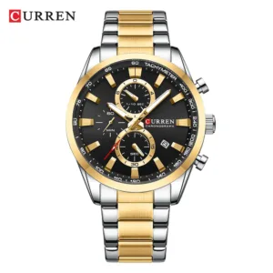 CURREN Quartz Chrono Sport Watch Brands for Men - Stainless Steel Bracelet and Multifunctional Dial 2