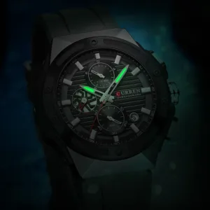 CURREN Fashionable Sports Multifunctional Chronograph Quartz Watch with Silicone Strap Creative Design Dial Luminous Hands 4