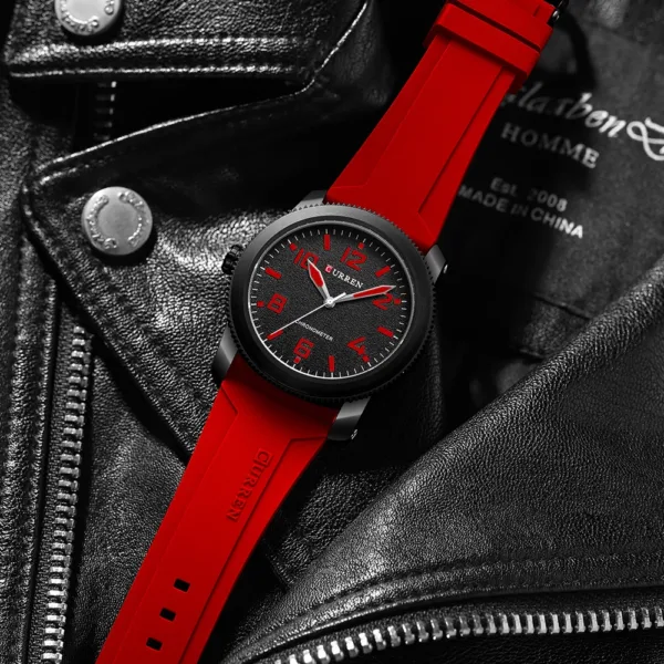 CURREN Fashion Simple Men's Watches with Big Numeral Dial Business Gentleman Quartz Wristwatch with Silicone Strap 5