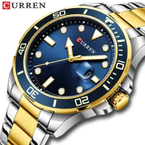 2021 CURREN New Green Water Ghost Series Brand High-end luxury Watches Automatic Watch Men All Steel Waterproof Quartz Watch 1