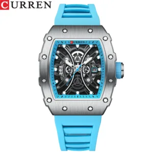 CURREN Men 3D Watch Top Brand Quartz Stainless Steel Watches Waterproof Creative Clock Silicone Strap Wrist watch 2